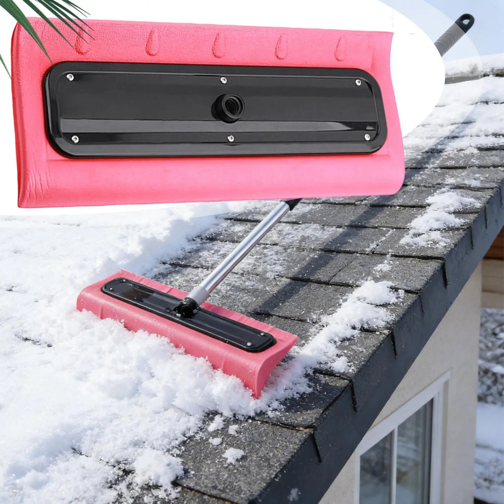 Snow Brush Foam Head Roof Rake Lightweight Snow Removal Tool for Vehicles Pink