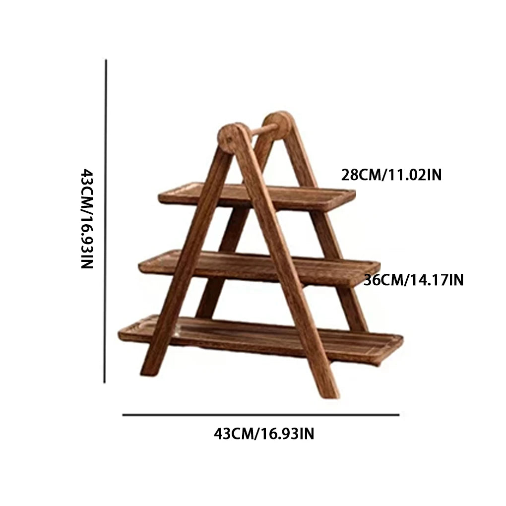 3-Tier Wooden Serving Tray Stand for Cakes, Desserts and Table Display
