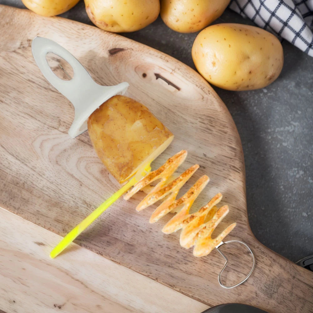 Tornado Potato Slicer Manual Spiral Cutter Stainless Steel Blade with 4 Skewers
