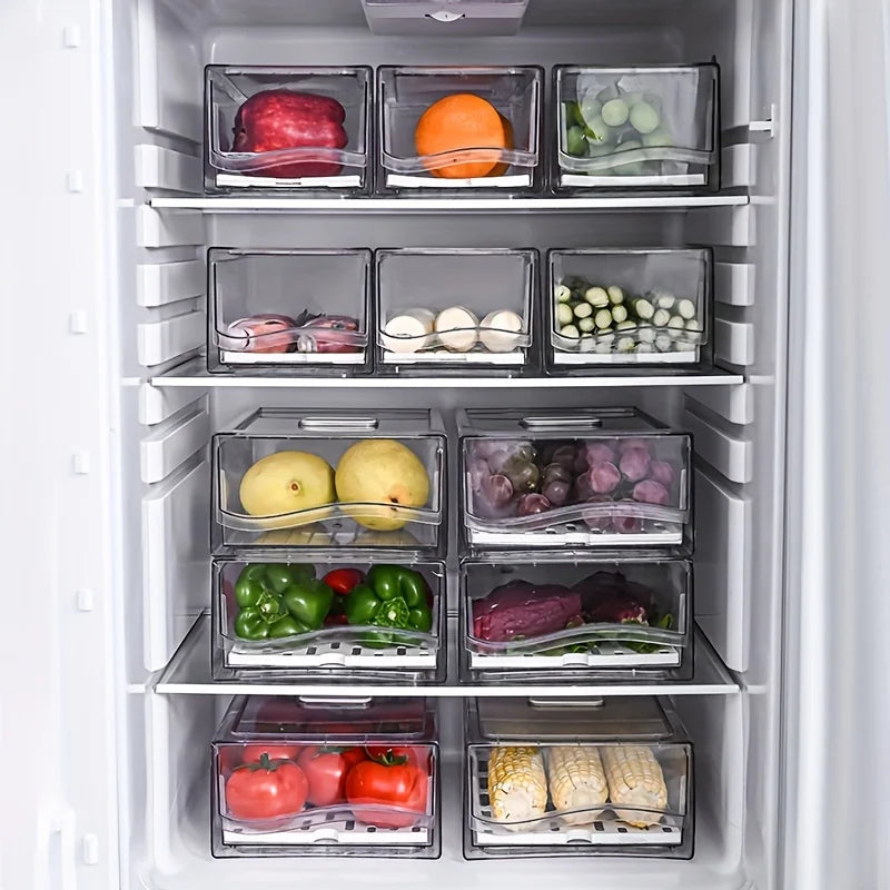 Food Storage Box Refrigerator Drawer Organiser Fresh Food Container with Lid - Small