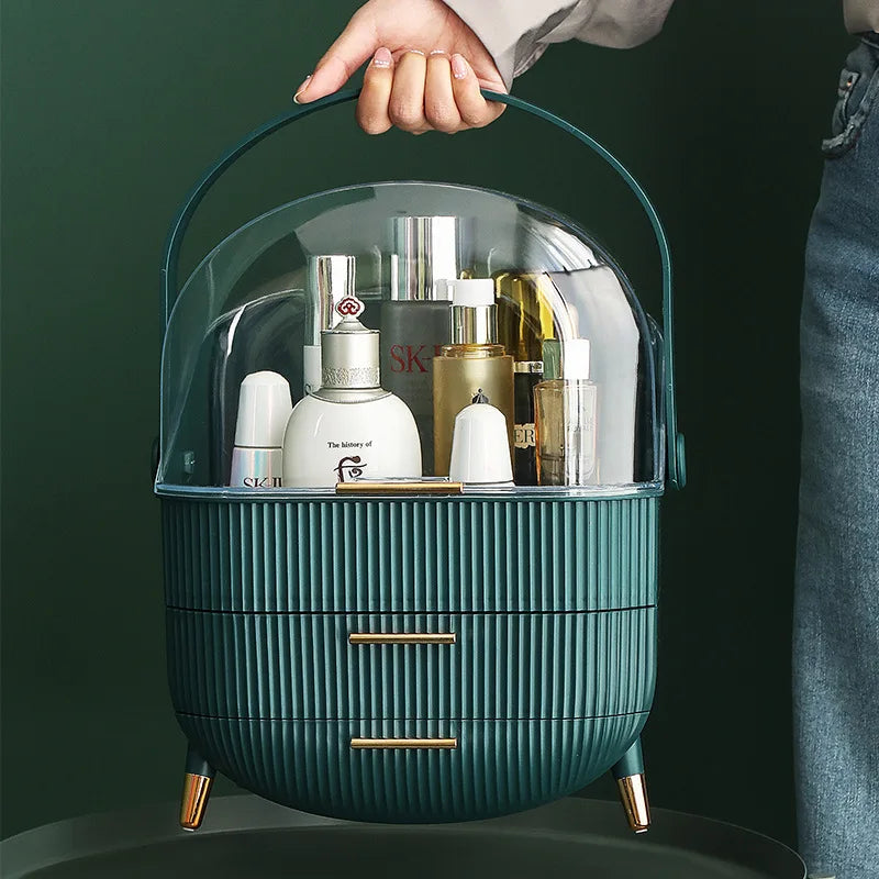 Storage Box Large Capacity Waterproof Cosmetic Organizer Drawer - Green