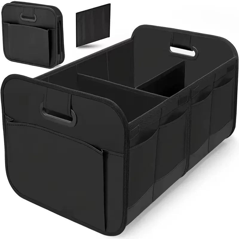 Collapsible Car Trunk Storage Organizer 60cm 3 Compartment Oxford Fabric SUV - Black