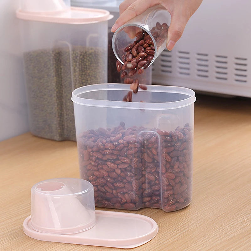 Rice Storage Container 2.5L Airtight Dry Food Box with Measuring Cup - Green