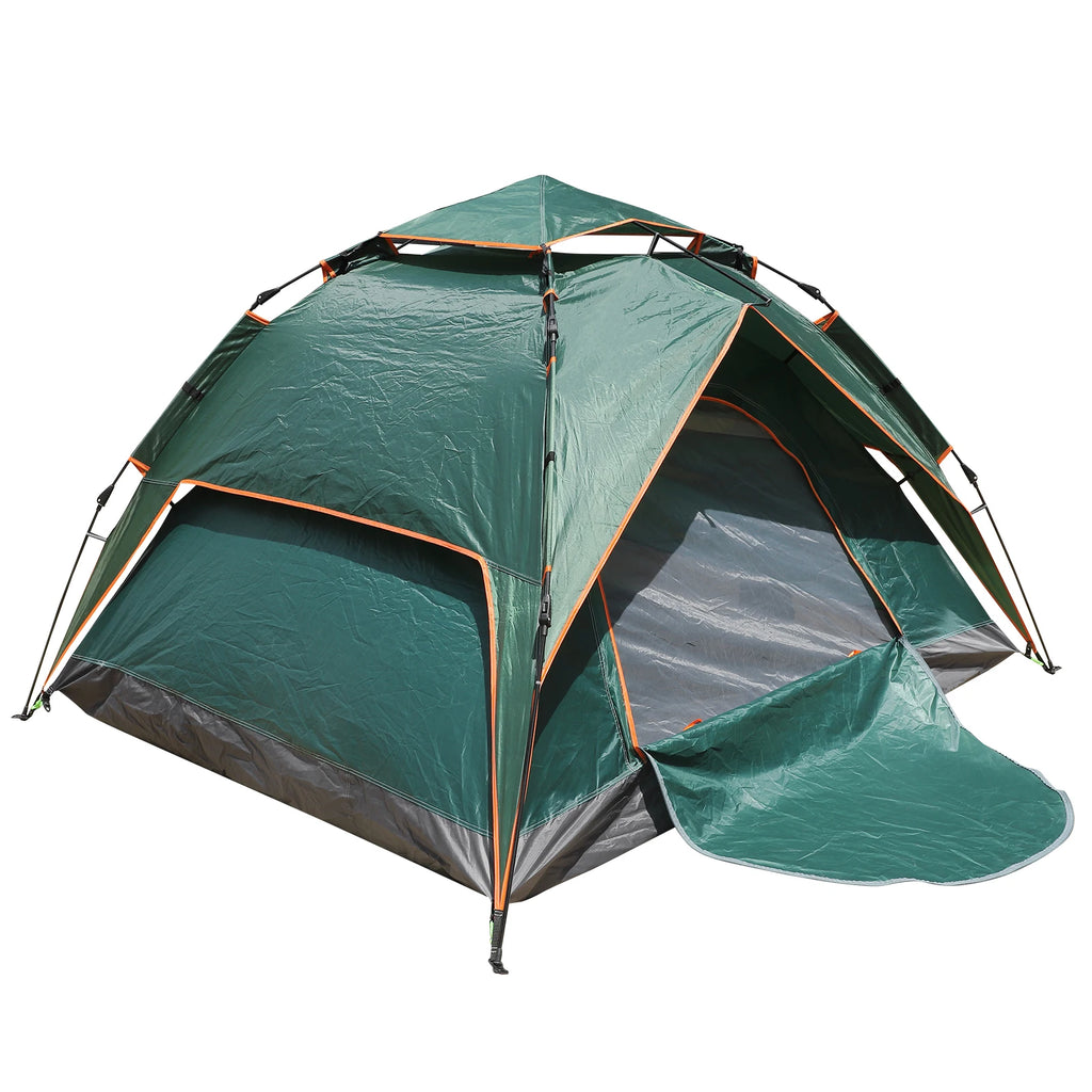 Pop Up Camping Tent 4 Person Double Layer Waterproof Automatic - Green
