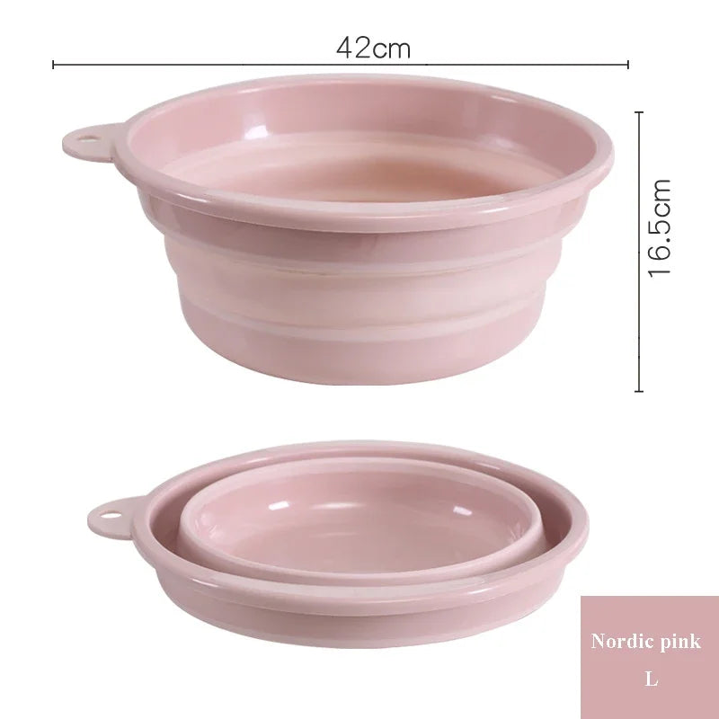 Collapsible Folding Basin Portable Wash Bucket Wash Tub for Camping Kitchen and Travel – Pink