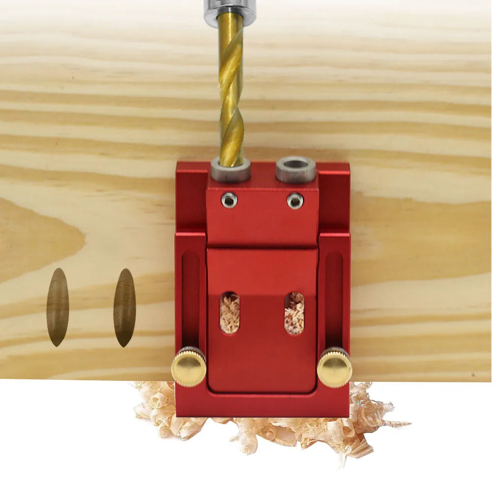 Pocket Hole Jig Kit with Drill Guide Step Drill Bit Screws and Wooden Plugs for Woodworking Red