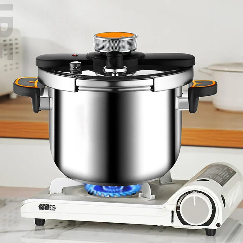8L Stainless Steel Pressure Cooker –  One-Hand Locking Multi-Cooker for Gas & Induction Stove
