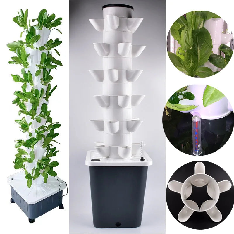 Hydroponic Growing System 5 Tier Vertical Planter 5 Hole Plant Tower