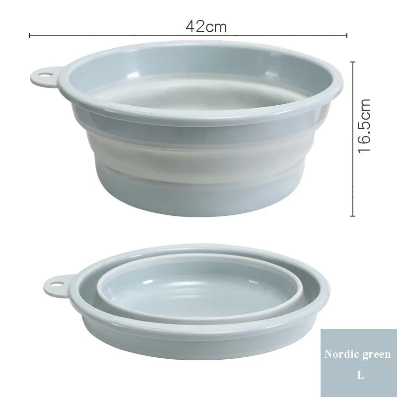 Collapsible Folding Basin Portable Wash Bucket Wash Tub for Camping Kitchen and Travel – Green