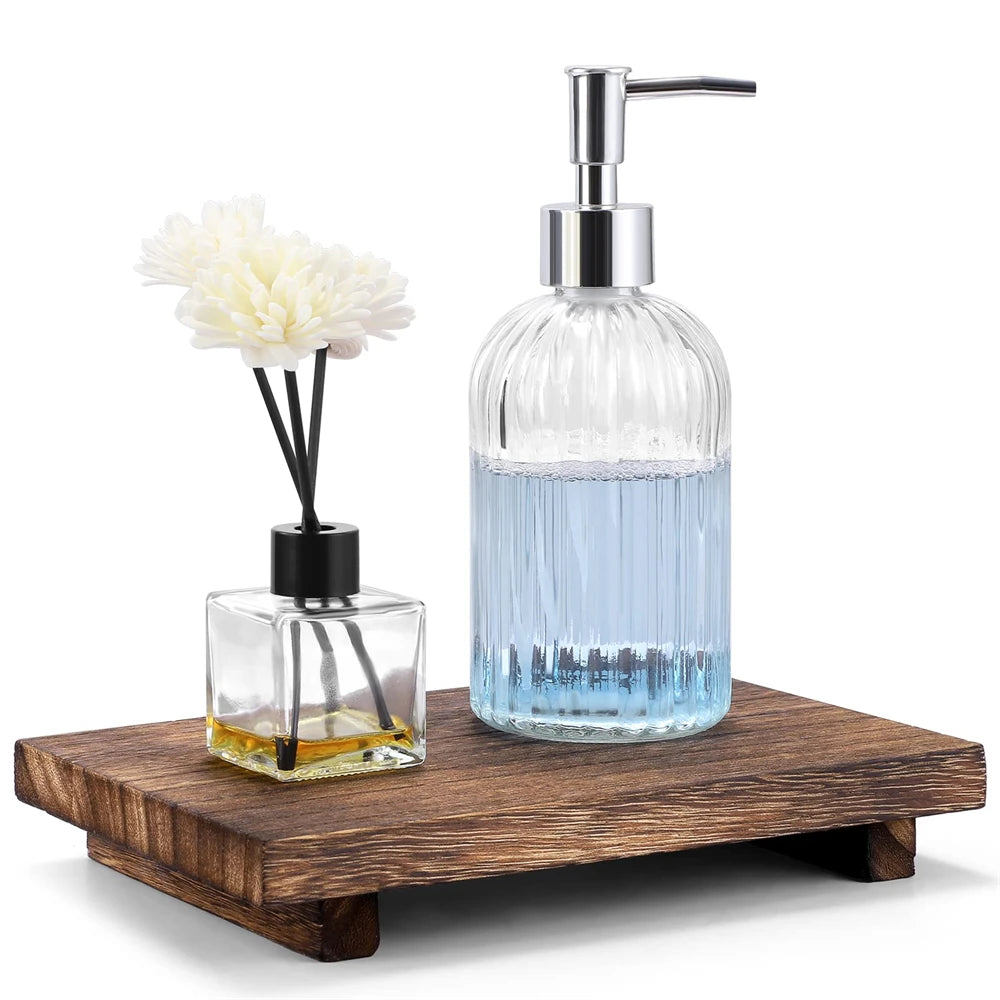 Handmade Wooden Pedestal Stand Bathroom Counter Riser Kitchen Soap Tray Rustic Display Shelf – White