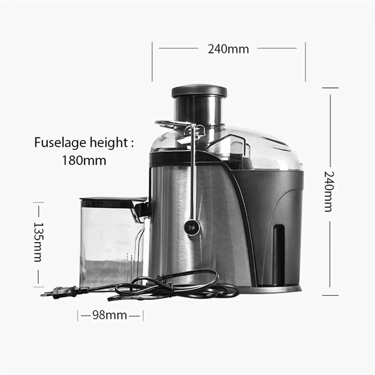 Centrifugal Juicer 800W 2 Speed Stainless Steel Fruit Vegetable Extractor - Red