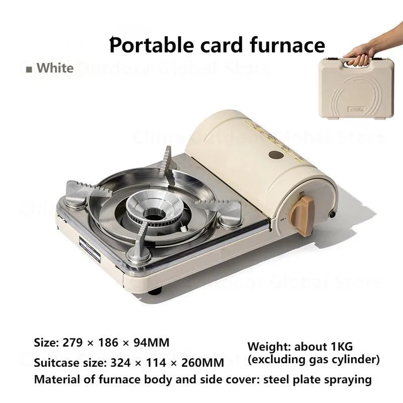 Camping Gas Stove 1.86KW Portable Wind Resistant Outdoor Cooker - White