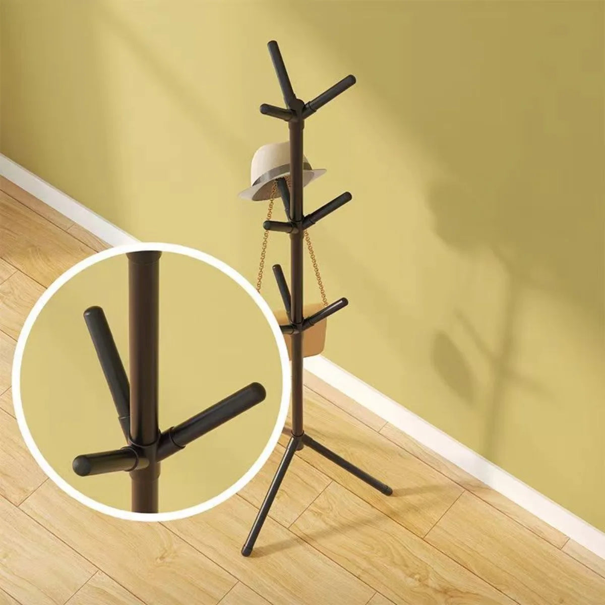 Coat Rack Stand 170 cm Floor Standing Tree Branch Hat and Clothes Hanger - Black