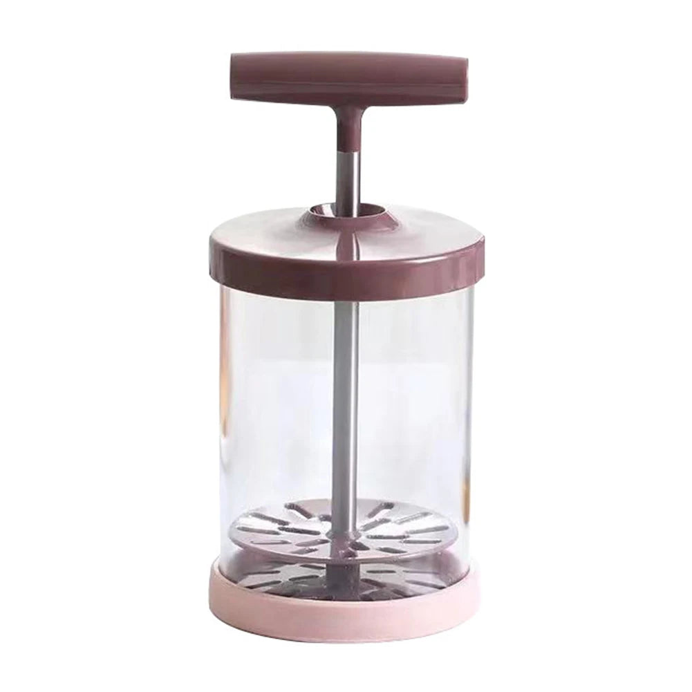 Manual Milk Frother 400ml Hand Pump Cream Whipper Coffee Foam Maker with Stainless Steel Mesh – Pink