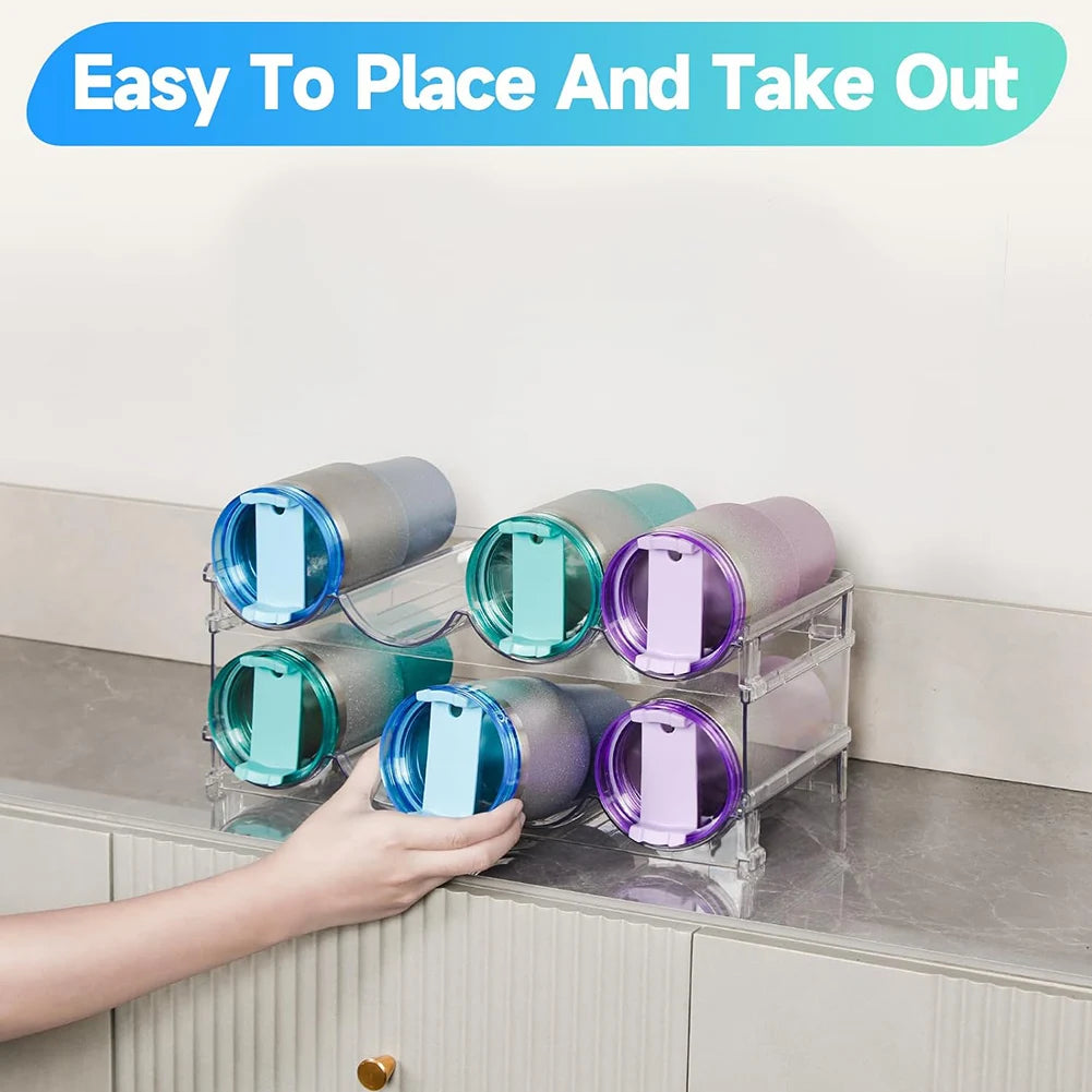 Water Bottle Rack 2 Tier Stackable PET Storage Holder