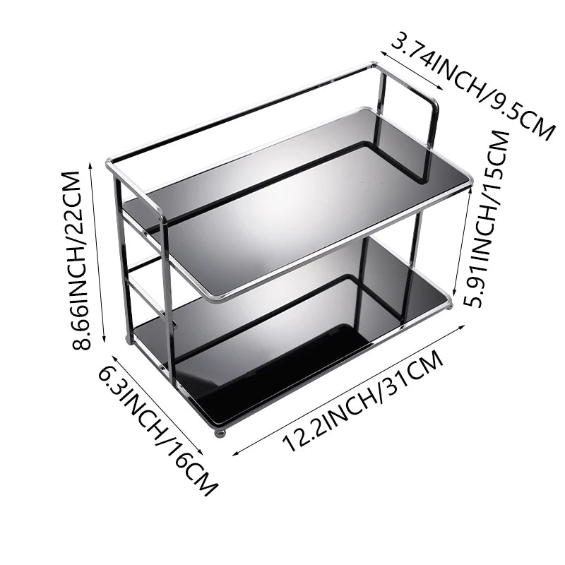 Double-Layer Desktop Storage Rack Acrylic Kitchen Organizer - Black