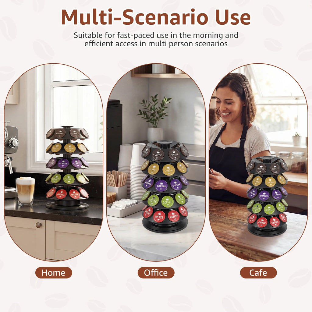 Coffee Pod Holder 40 Capsule 360° Rotating Storage Stand Space Saving – Black