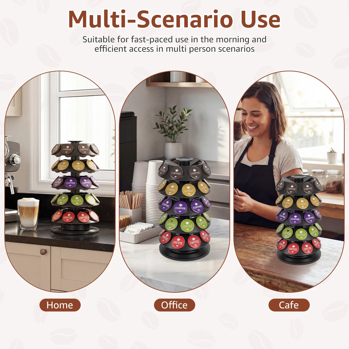 Coffee Pod Holder 40 Capsule 360° Rotating Storage Stand Space Saving – Black