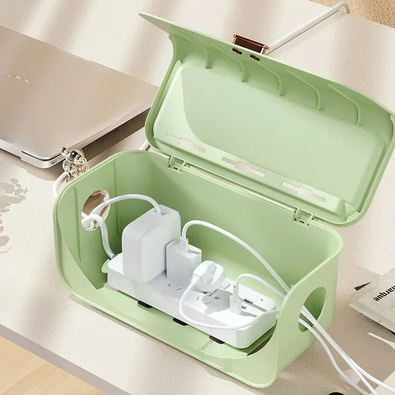 Cable Storage Box 30.7cm Dustproof Wire Organiser Reusable Desktop Power Line Case - White