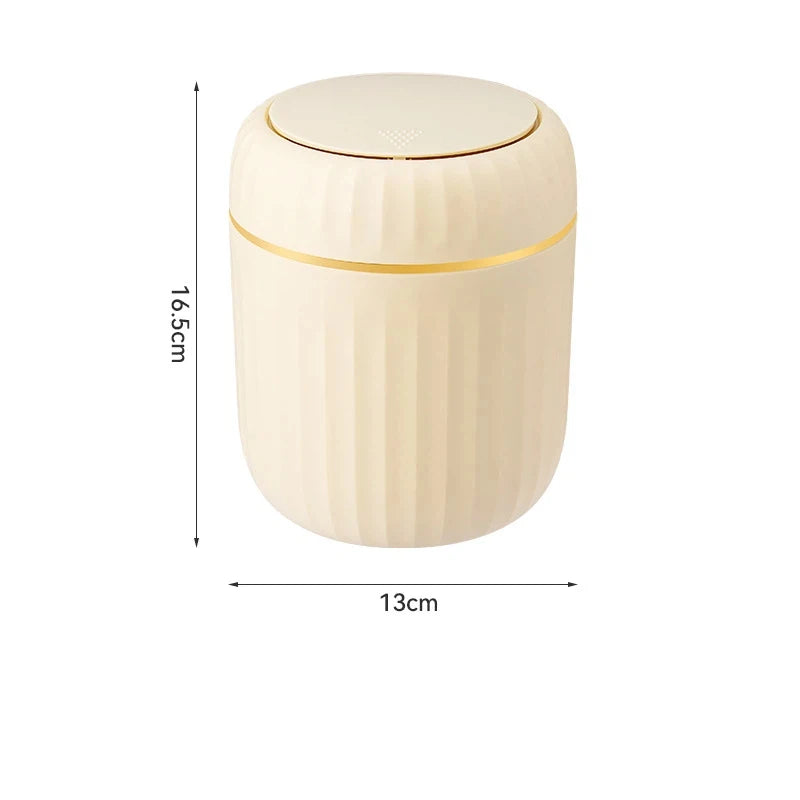 Mini Desktop Rubbish Bin with Press-Top Lid for Office Desk and Bedroom - Yellow