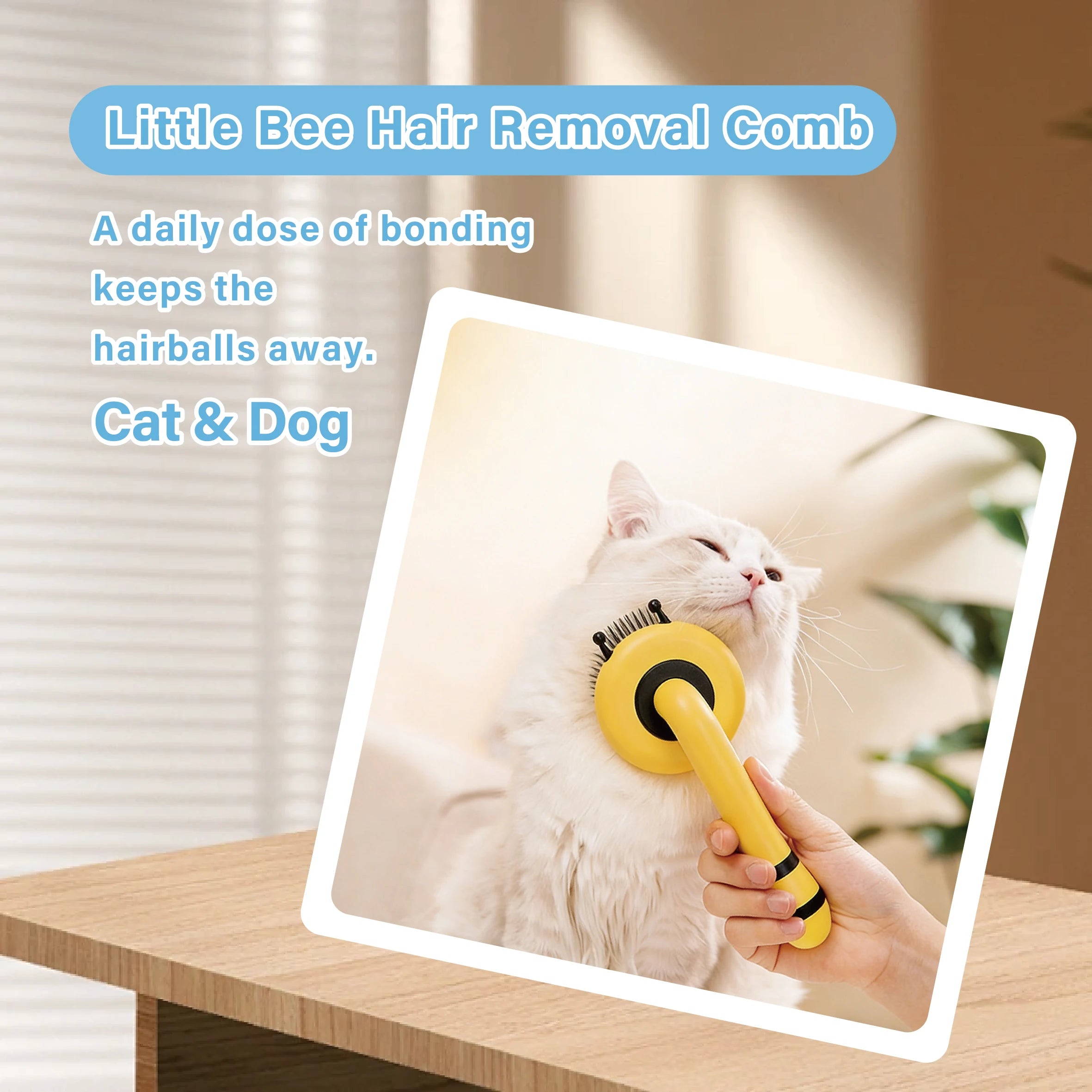 Pet Grooming Brush One Click Hair Removal Silicone Tip Massage Comb for Long and Short Coat