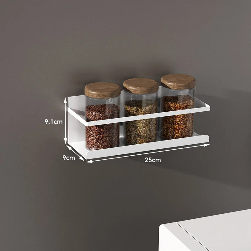 Magnetic Refrigerator Spice Rack Wall Mounted Stainless Steel Storage Shelf Organizer – White