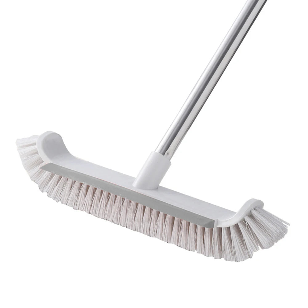Floor Scrub Brush with Adjustable Handle 2-in-1 Scraper and Stiff Bristle Floor Cleaner 37cm – Gray