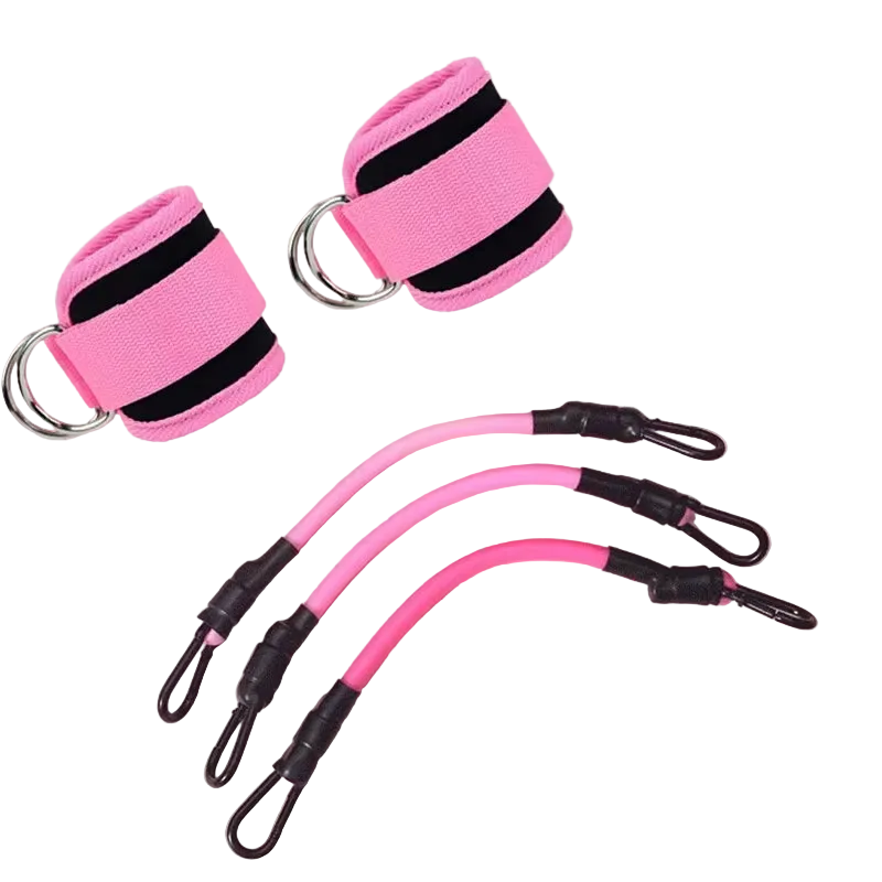 Ankle Strap Resistance Bands Set Adjustable Elastic Leg Training Workout Equipment - Pink
