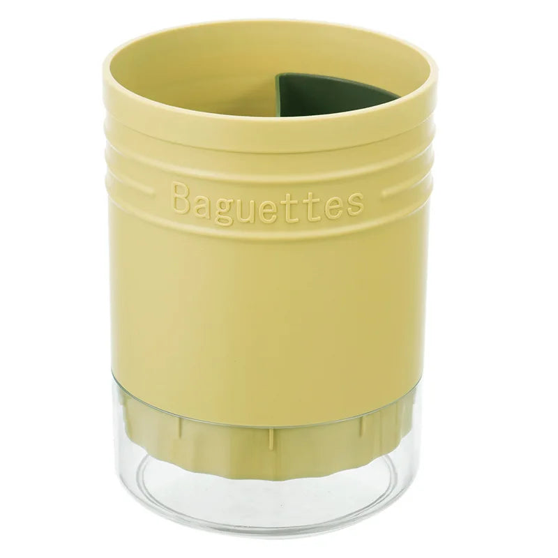 Cutlery Storage Holder Plastic Kitchen Utensil Organizer with Drainage - Yellow