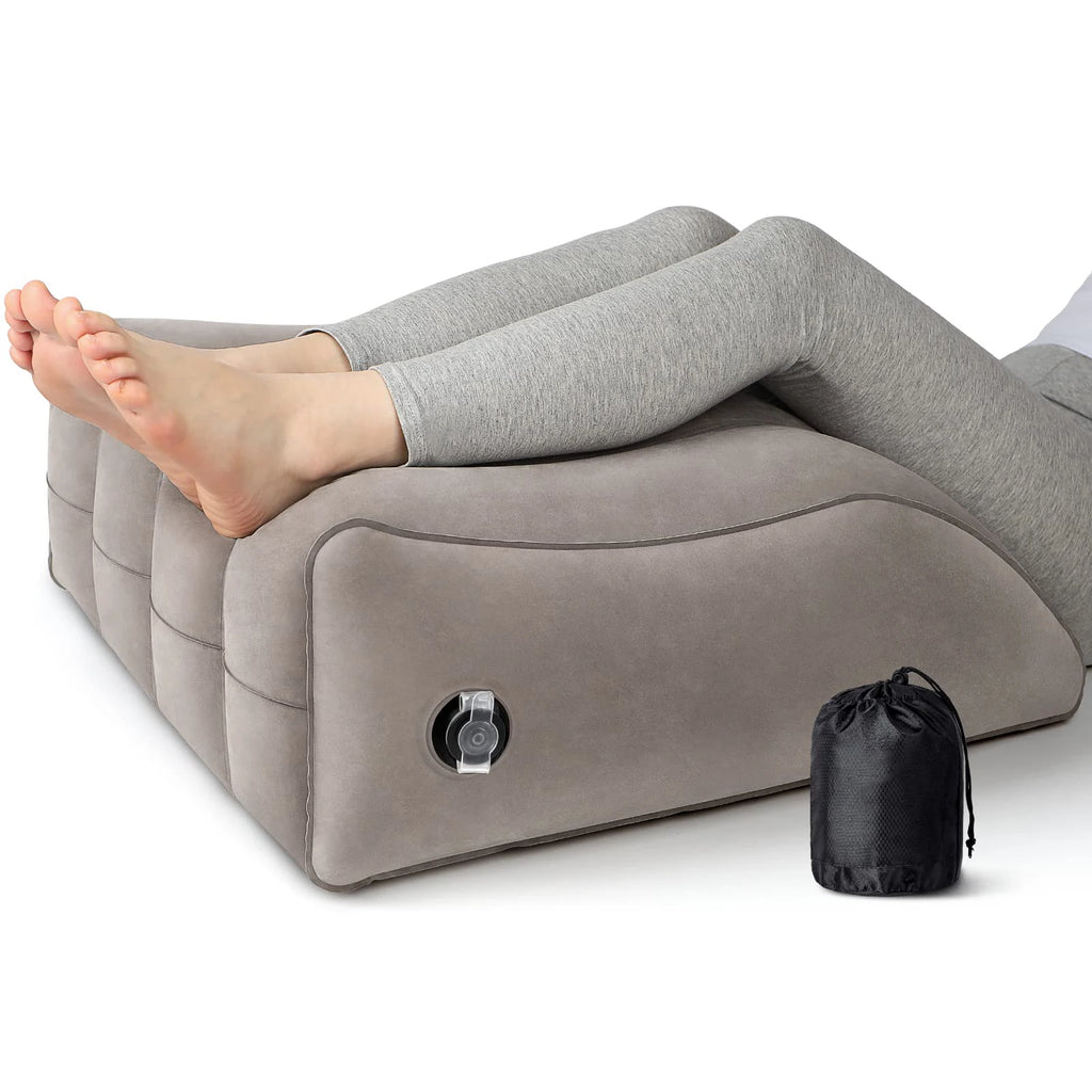 Inflatable Leg Elevation Pillow Ergonomic Wedge Support Cushion for Post-Surgery Recovery – Grey