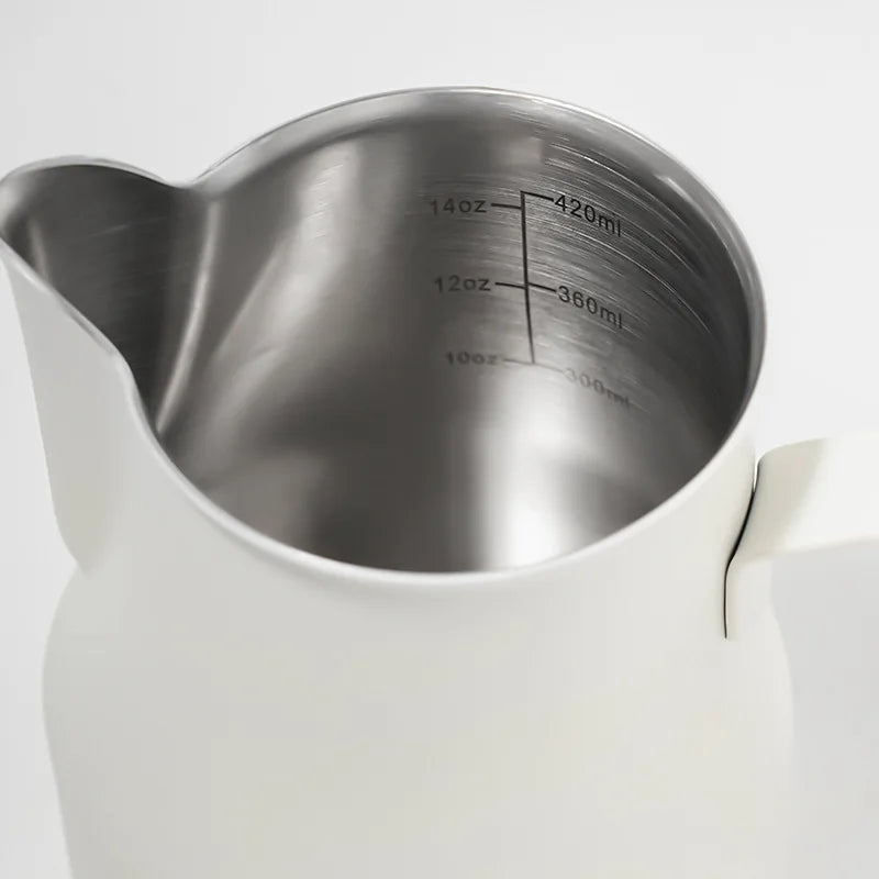 Milk Frothing Pitcher 450 mL Stainless Steel Measuring Jug with Pouring Spout for Coffee Preparation