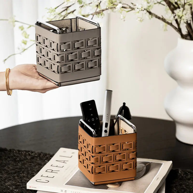 Storage Basket Desktop Organiser with Metal Frame for Home and Office - Black