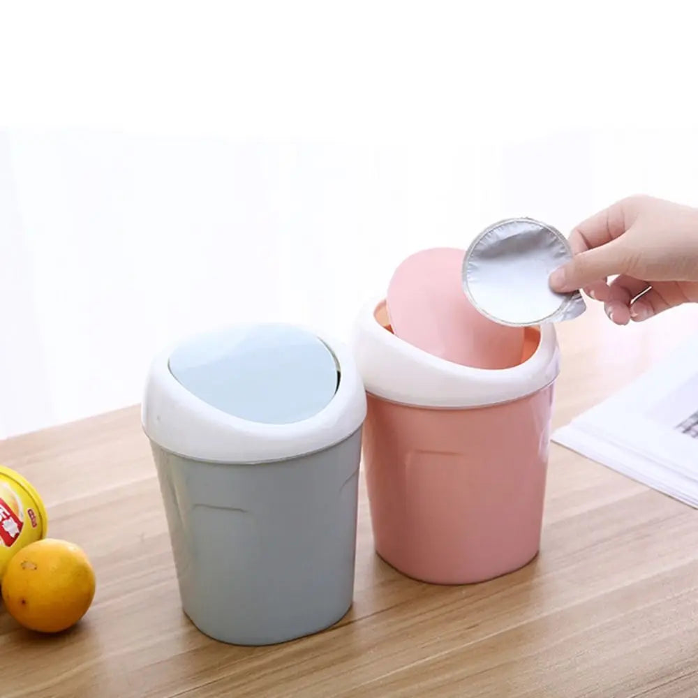 Mini Rubbish Bin Swing Lid Small Plastic Waste Bin for Bedroom & Office - Green