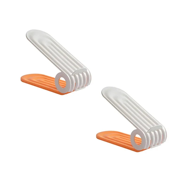 2 Pack Adjustable Shoe Slot Organizer Double Layer Space Saving Shoe Storage Rack – Orange
