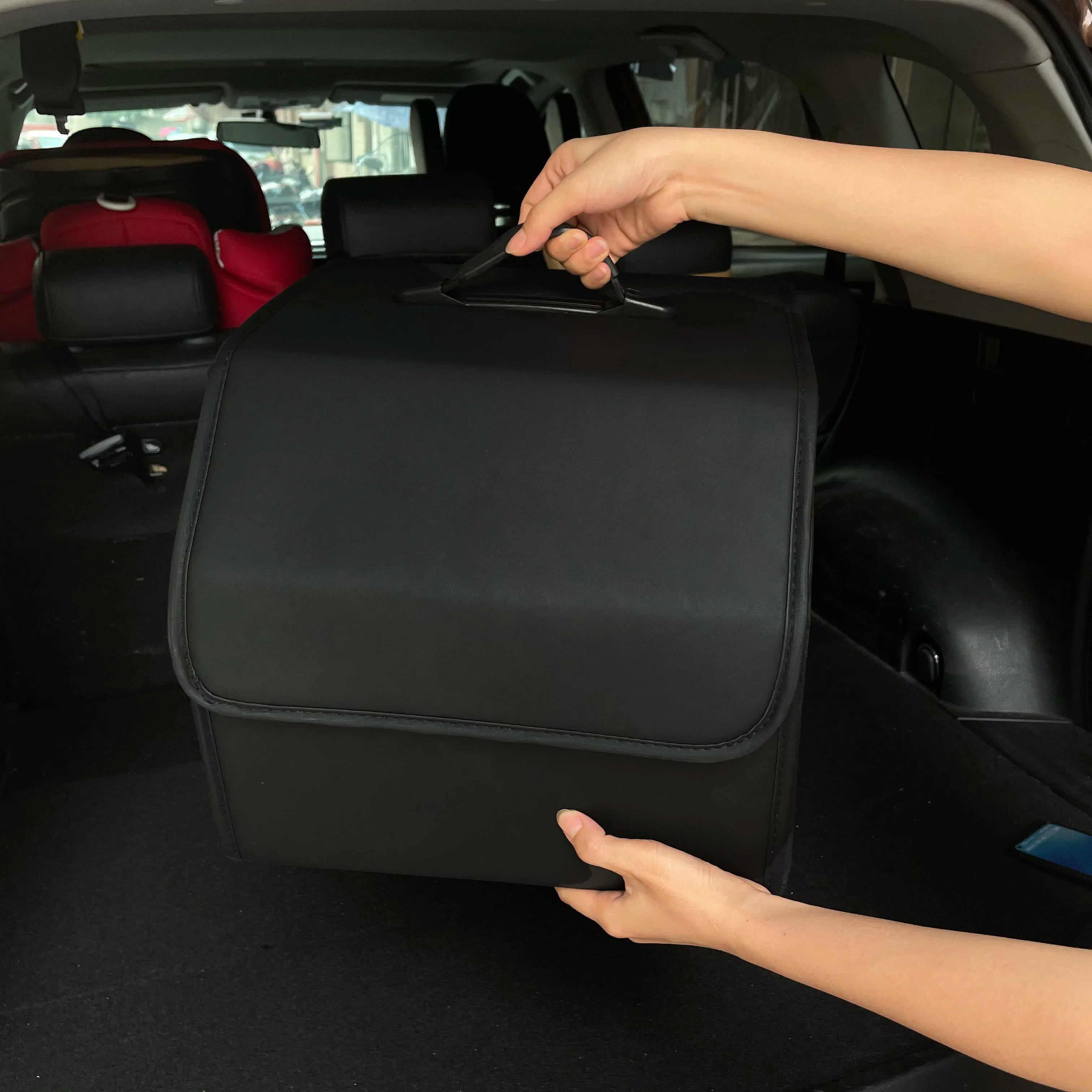 Storage Box 40cm Foldable PU Leather Car Trunk Organiser Dust Resistant Collapsible