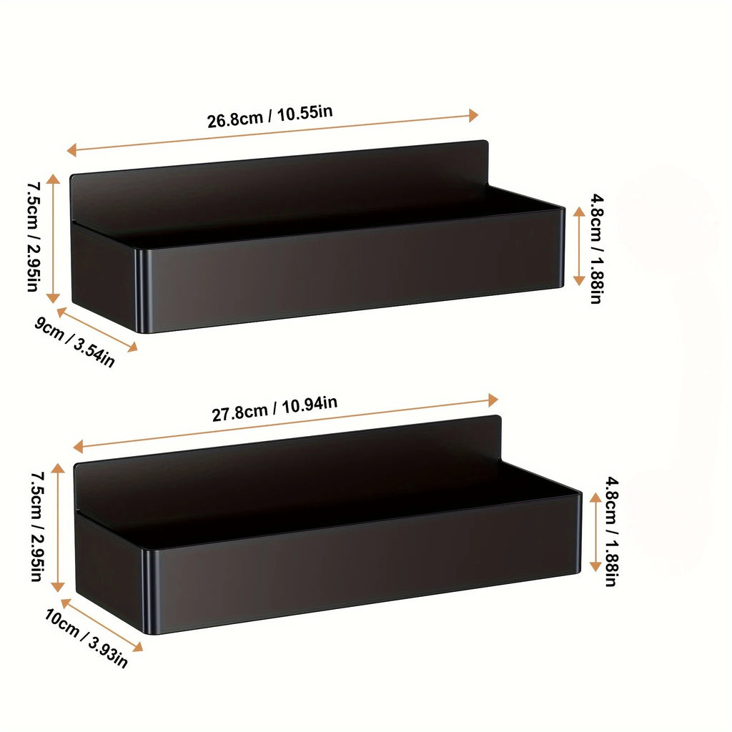 Wall Shelf 2 Piece No Drill Wall Mounted Storage Rack Space Saving Organiser Shelf