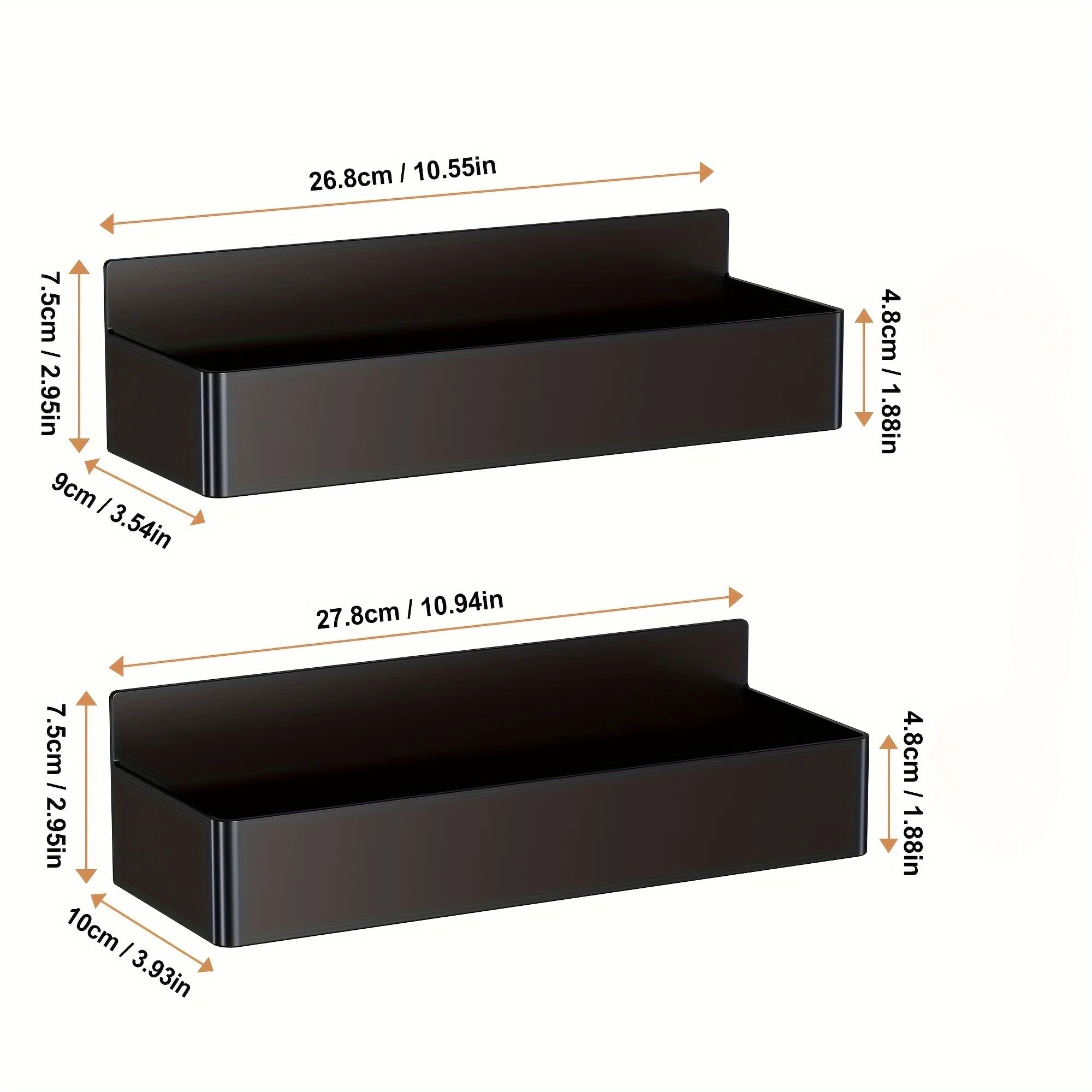 Wall Shelf 2 Piece No Drill Wall Mounted Storage Rack Space Saving Organiser Shelf