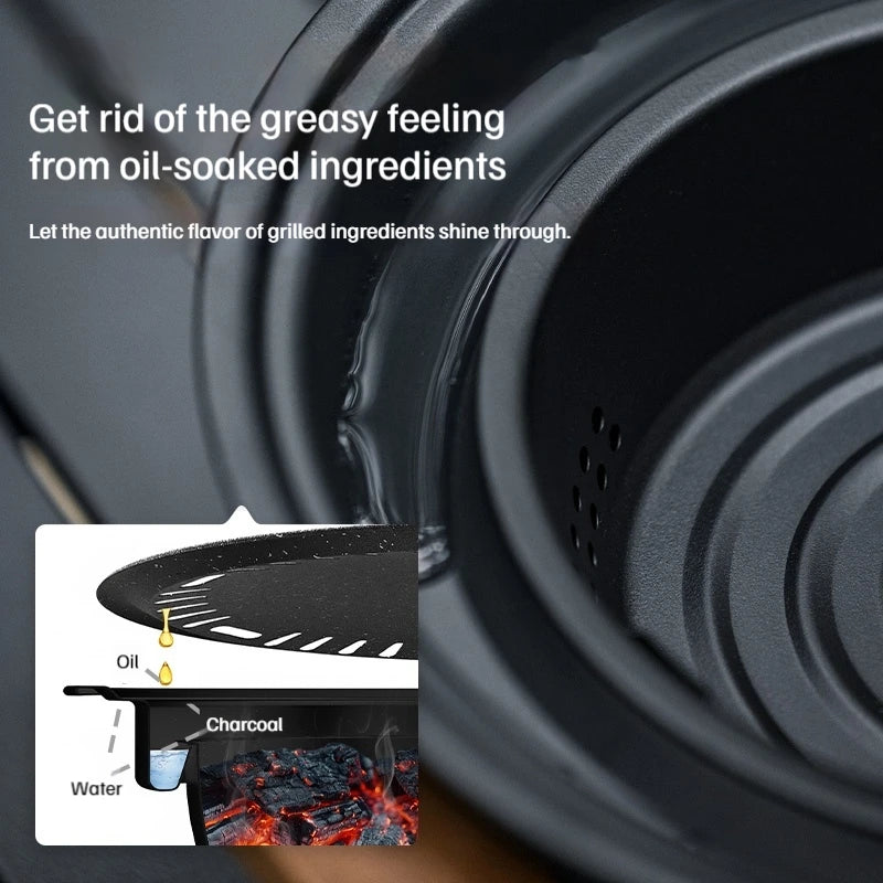 Charcoal Grill 36cm Portable Outdoor BBQ Cooking Stove with Grill Rack Beech Handles – Black