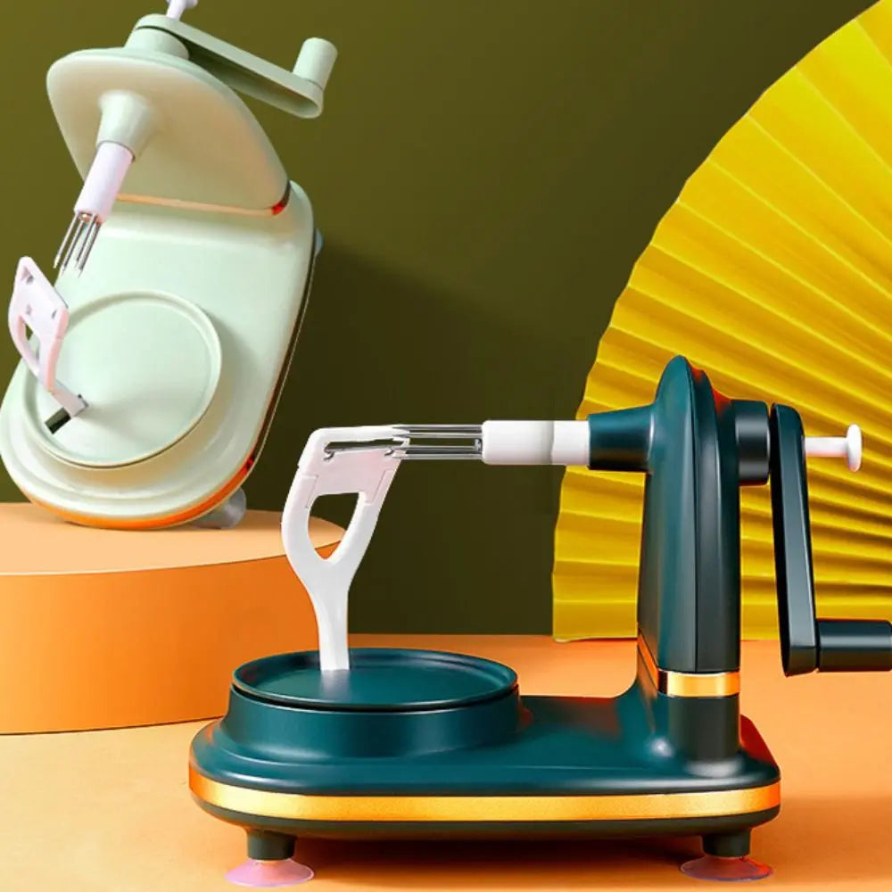 Manual Hand Crank Fruit Peeler with Suction Base Stainless Steel Rotating Peeling Machine – Light Green