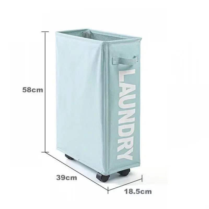 Large Capacity Rolling Laundry Basket Foldable Storage Bag – Blue