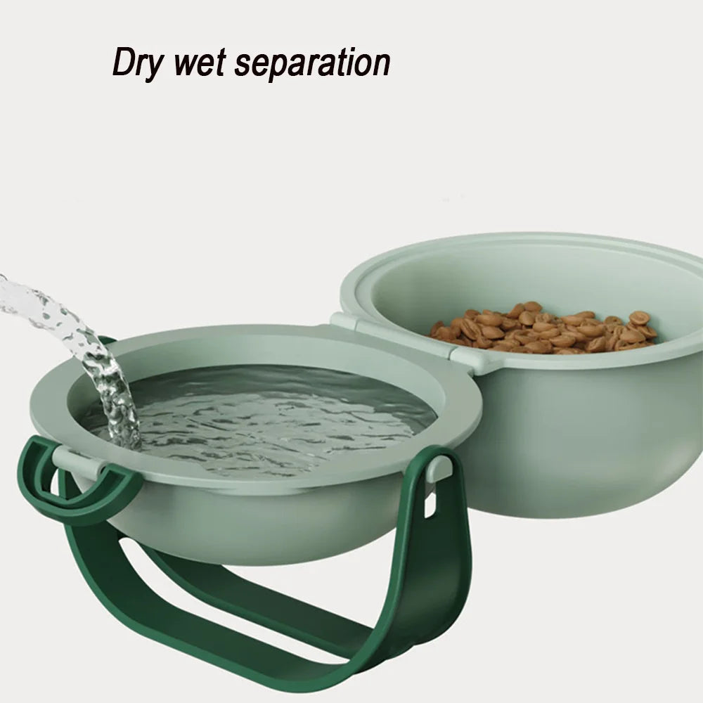 Portable Pet Feeding Bowl Foldable Dual Food and Water Dish for Outdoor Travel and Hiking – White