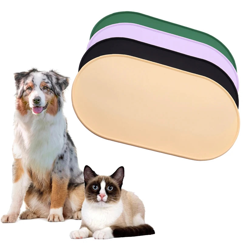 Silicone Pet Bowl Mat Waterproof Anti Slip Feeding Placemat - Black