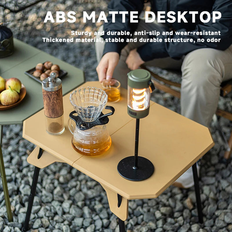 Outdoor Camping Table – Ultralight Dual-Purpose Folding Table – Portable Adjustable Table for Camping, Picnic, BBQ, Fishing – Khaki