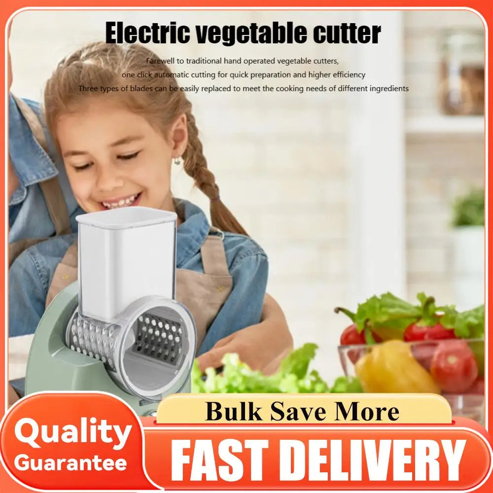 Electric Vegetable Slicer 3 in 1 Rechargeable Grater Cutter 29cm - Green