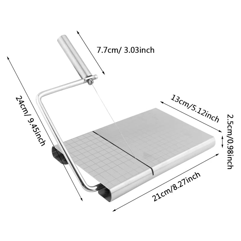 Cheese Slicer 21 cm Stainless Steel Wire Cutter with 5 Replacement Wires Ergonomic Handle - Basic Pattern