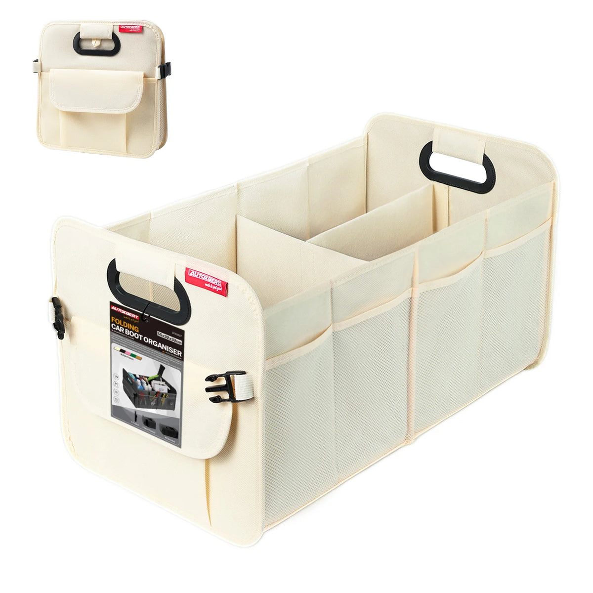 Foldable Car Trunk Organizer 55cm Waterproof Oxford Storage Bag - Beige