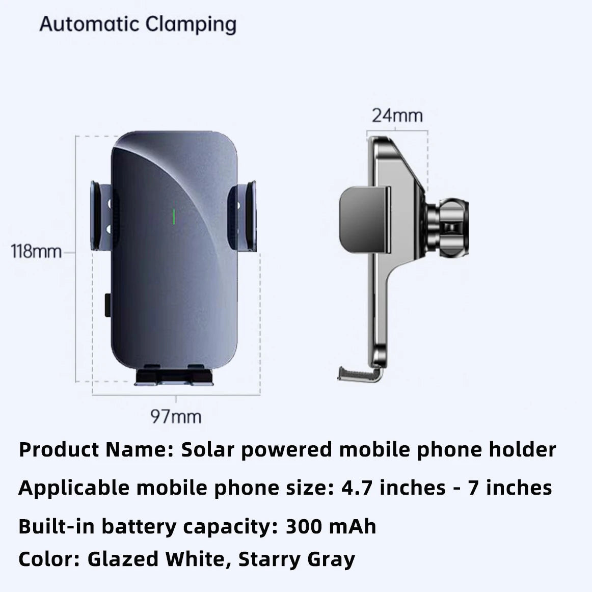 Phone Holder 360° Rotating Auto Clamping Air Vent Mount Adjustable Viewing Stand