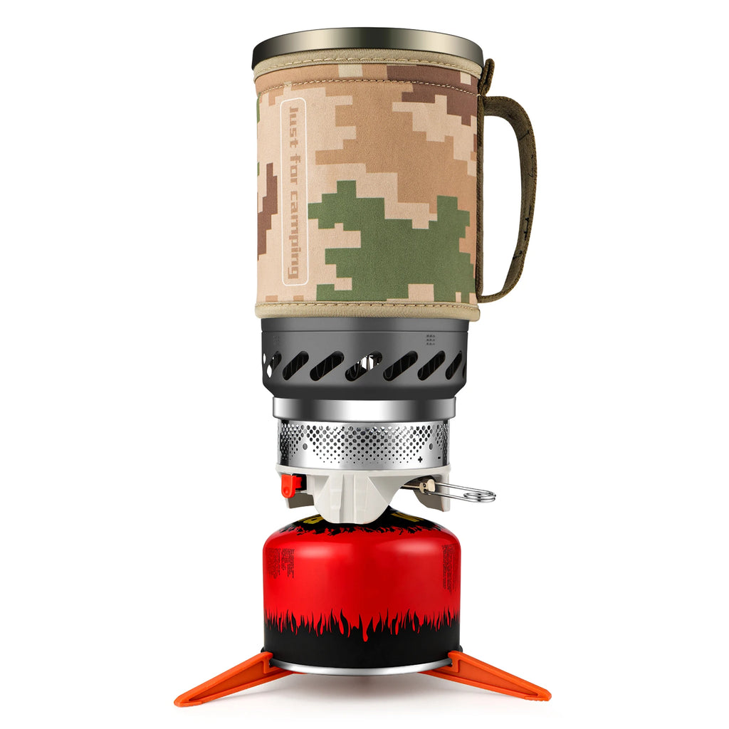 Camping Stove 1400mL Heat Exchanger Pot Portable Outdoor Cooking System – Brown