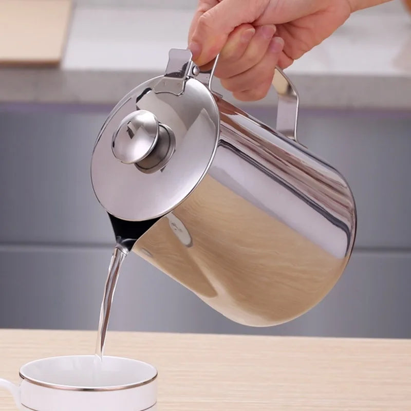 Stainless Steel Milk Frothing Pitcher 1500ml with Lid Long Spout Coffee Pouring Kettle