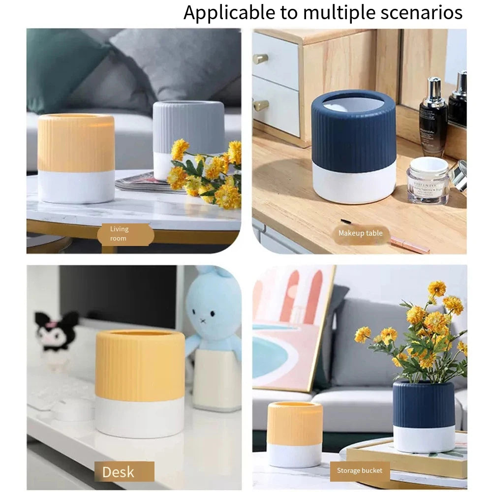 Mini Desktop Trash Can 2.3L Modern Waste Basket for Office Bedside and Beauty Desk – Yellow